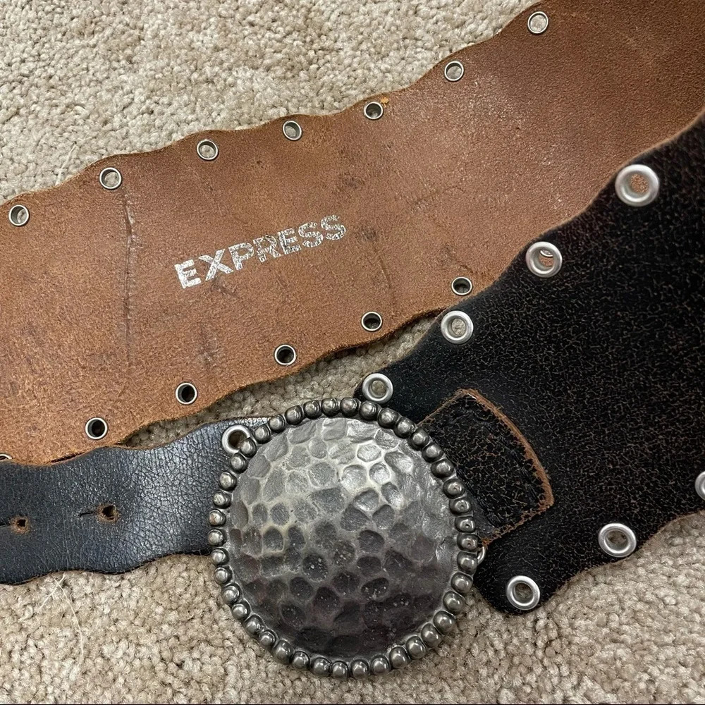 Express Genuine leather wide belt women’s Large Made in Italy - Picture 10 of 10